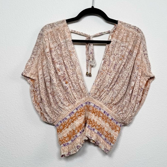 NWT Free People Next Vacation Top Ivory combo Size Medium - Picture 2 of 7